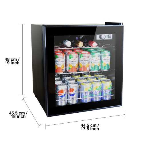 60 Can Wine and Beverage Refrigerator Cooler - Mini Fridge with Reversible Clear Front Glass Door and Thermostat, LED light for Beer Soda Drink