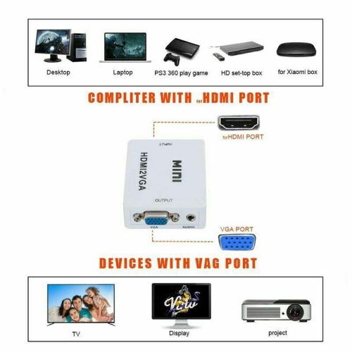 Mini HDMI to VGA HDMI 2 VGA Adapter HD1080P HDTV Video for PC Laptop Converter