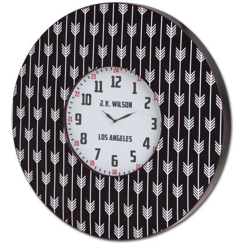 33" Oversize Contemporary Black and White Wall Clock with Dense Pattern