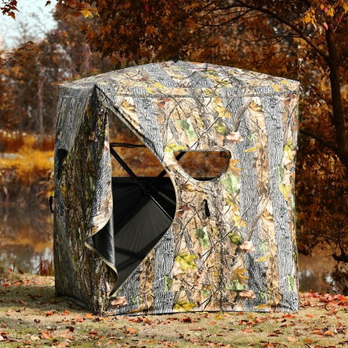 Gymax 3 Person Portable Hunting Blind Surround View Pop-Up Tent w/ Slide Mesh Window
