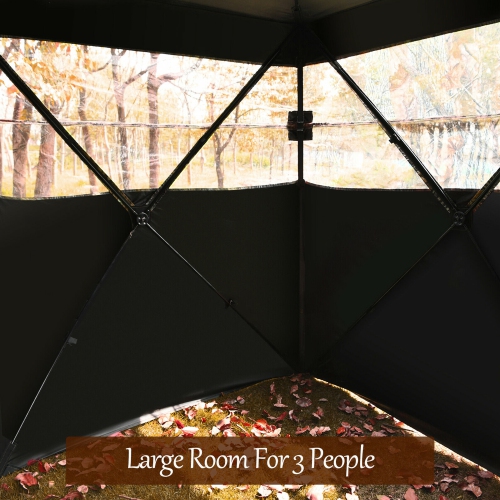 Gymax 3 Person Portable Hunting Blind Surround View Pop-Up Tent w/ Slide Mesh Window