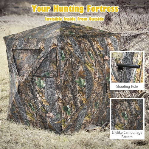 Gymax 3 Person Portable Hunting Blind Pop-Up Ground Blind w/Tie-downs & Carrying Bag