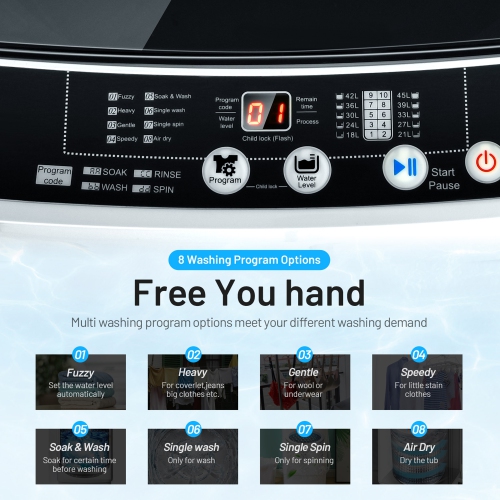 Gymax Compact Full-automatic Washing Machine Laundry Washer w/ 11 lbs Capacity