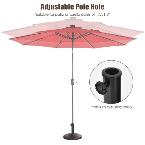 Gymax 22 lbs Round Resin Patio Umbrella Base Stand Holder w/ Adjustable Knob