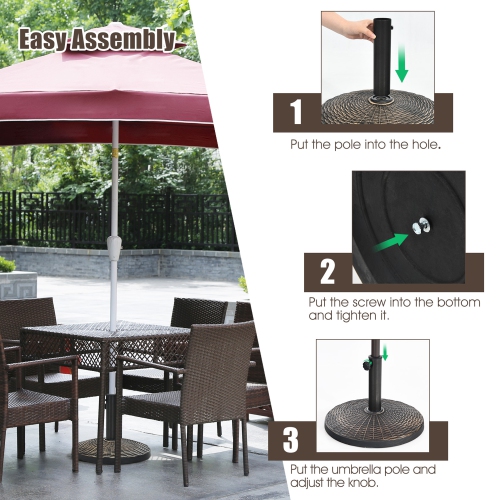 Gymax 22 lbs Round Resin Patio Umbrella Base Stand Holder w/ Adjustable Knob