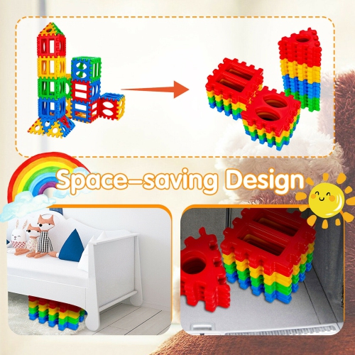 Gymax 32 Pieces Big Waffle Block Set Kids Educational Stacking Building Toy