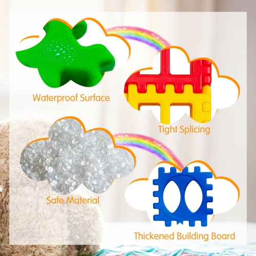 Gymax 32 Pieces Big Waffle Block Set Kids Educational Stacking Building Toy