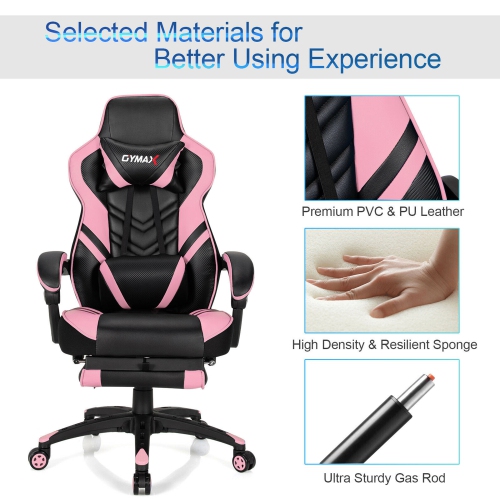 Gymax Office Computer Desk Chair Gaming Chair Adjustable Swivel w/Footrest