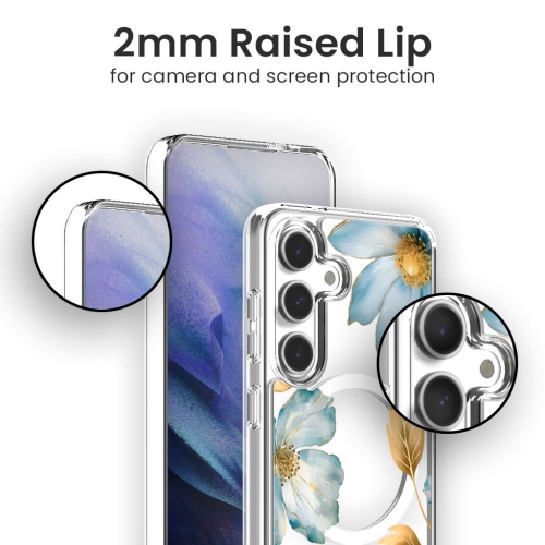 Samsung Galaxy S24 Blue Wildflower Clear Case