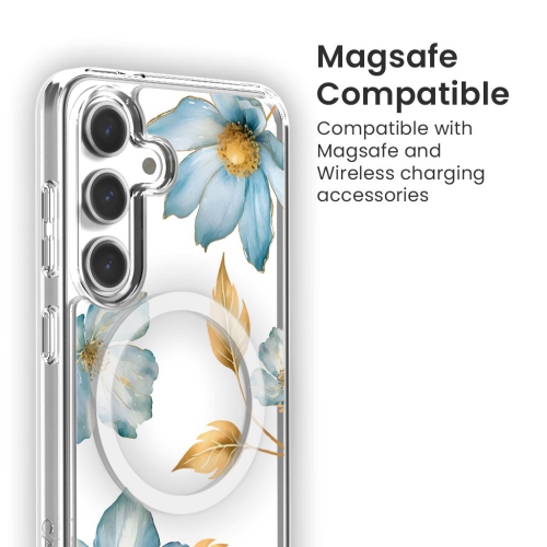 Samsung Galaxy S24 Blue Wildflower Clear Case