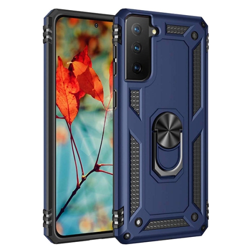 【CSmart】 Anti-Drop Hybrid Magnetic Hard Armor Case with Ring Holder for Samsung Galaxy S21 FE 5G, Navy