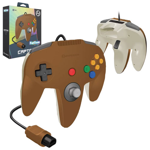 Hyperkin Captain Funtoon Wired Controller for N64 - Brown