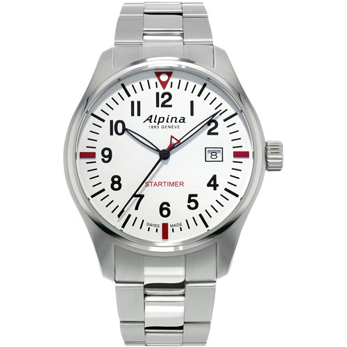 Alpina Startimer Pilot Quartz 42mm Men's Casual Watch - Silver-Tone/White