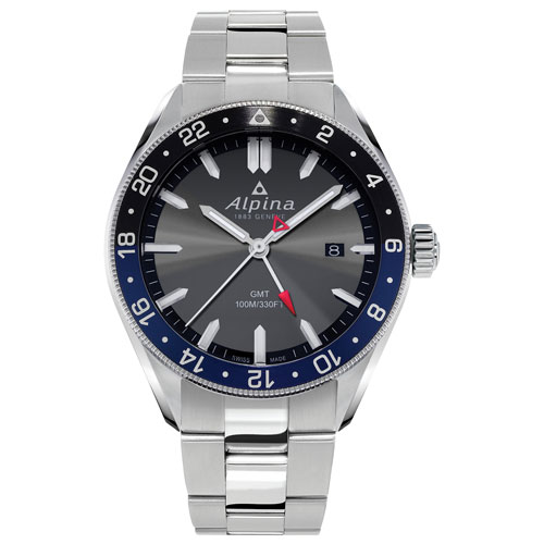 Alpina Alpiner Quartz GMT 42mm Men's Dress Watch - Silver-Tone/Grey