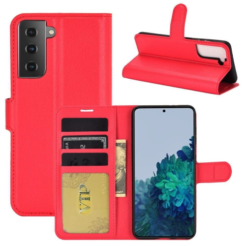 CSMART  [Cs] Samsung Galaxy S21 Fe 5G (2021) Case, Magnetic Leather Folio Wallet Flip Case Cover With Card Slot In Red