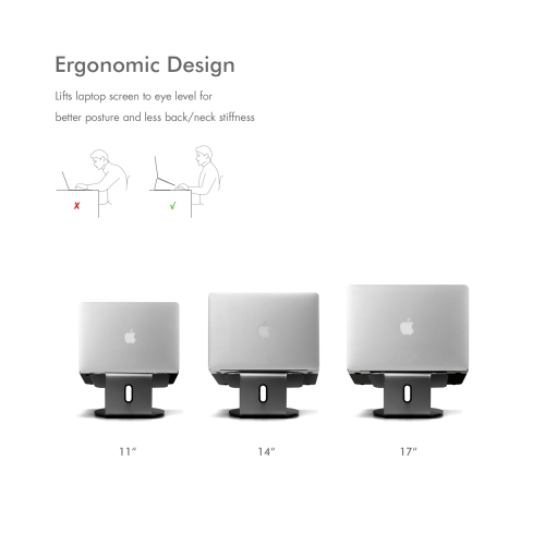 SHOPPINGALL Ergonomic Laptop Stand with 360° Swivel Base for Laptop Up to 17 inches - SA-LS2