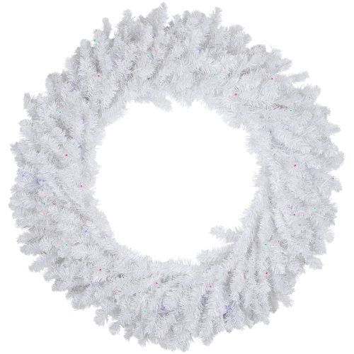 Pre-Lit White Pine Battery Operated Christmas Wreath - 36" - Multicolor LED Lights