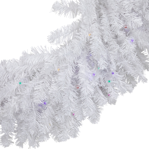 Pre-Lit White Pine Battery Operated Christmas Wreath - 36" - Multicolor LED Lights