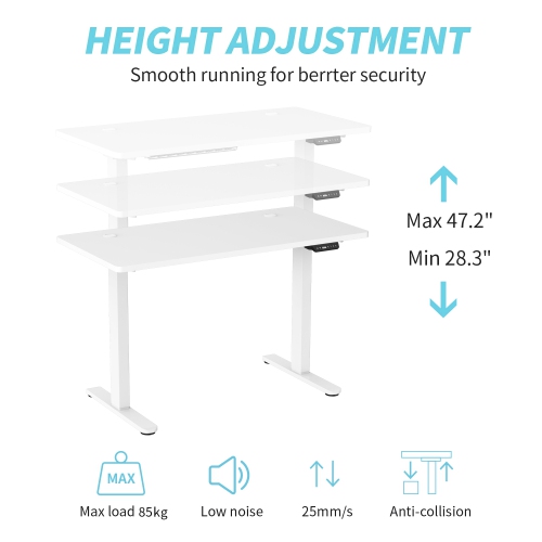 SHOPPINGALL Dual Motor Height Adjustable Electric Sit to Standing Desk 48 x 24 Inch Tabletop, 3 Memory Preset Button Controller - SA-GHED122D-1P