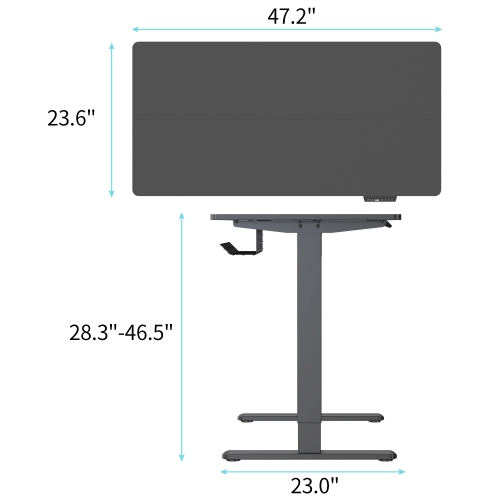 SHOPPINGALL Single Motor Height Adjustable Electric Sit to Standing Desk with Splice 48 x 24 Inch Tabletop Board, 3 Memory Preset Button Controller -