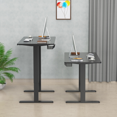 SHOPPINGALL Single Motor Height Adjustable Electric Sit to Standing Desk with Splice 48 x 24 Inch Tabletop Board, 3 Memory Preset Button Controller -