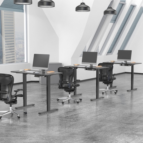 SHOPPINGALL Single Motor Height Adjustable Electric Sit to Standing Desk with Splice 48 x 24 Inch Tabletop Board, 3 Memory Preset Button Controller -