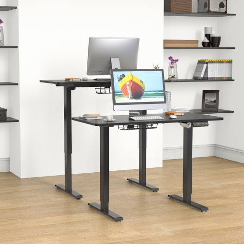 SHOPPINGALL Single Motor Height Adjustable Electric Sit to Standing Desk with Splice 48 x 24 Inch Tabletop Board, 3 Memory Preset Button Controller -