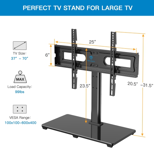 PERLESMITH Universal TV stand for 37" - 70" Flat Screen TVs