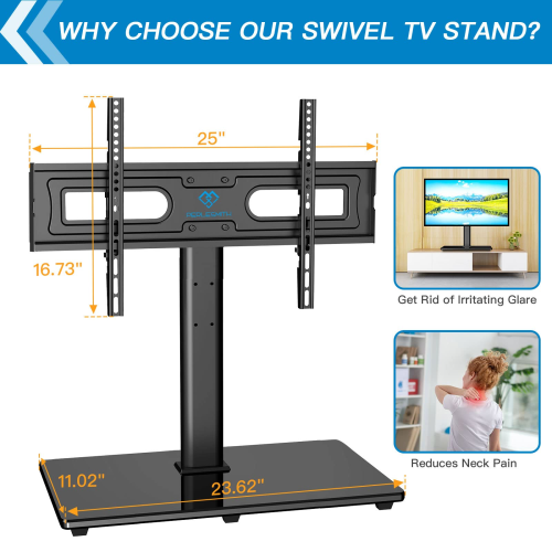 PERLESMITH Swivel Universal TV Stand for 37" - 70" Flat Screen TV’s