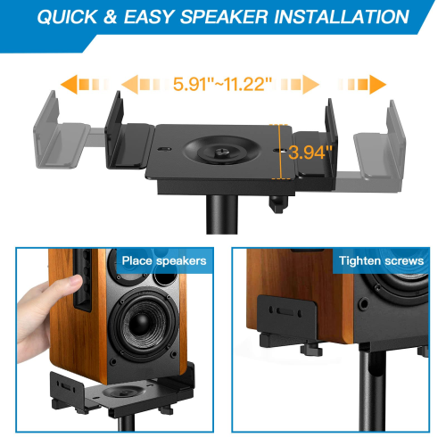 PERLESMITH Hight Adjustable Universal Speaker Stands for Satellite & Small Bookshelf Speakers