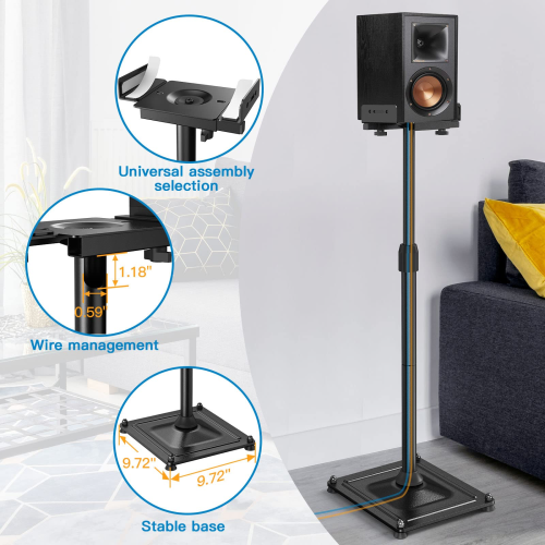 PERLESMITH Hight Adjustable Universal Speaker Stands for Satellite & Small Bookshelf Speakers