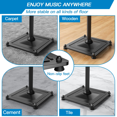 PERLESMITH Hight Adjustable Universal Speaker Stands for Satellite & Small Bookshelf Speakers