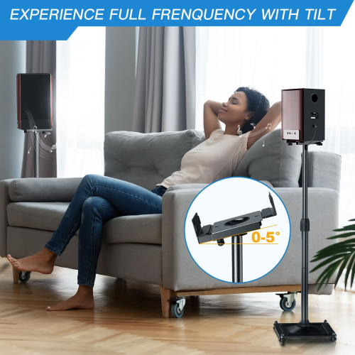 PERLESMITH Hight Adjustable Universal Speaker Stands for Satellite & Small Bookshelf Speakers