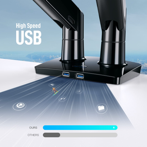 Support de bureau à ressort à gaz ajustable à deux bras de qualité supérieure HUANUO pour moniteur d'ordinateur - convient à deux écrans de 22 à 35