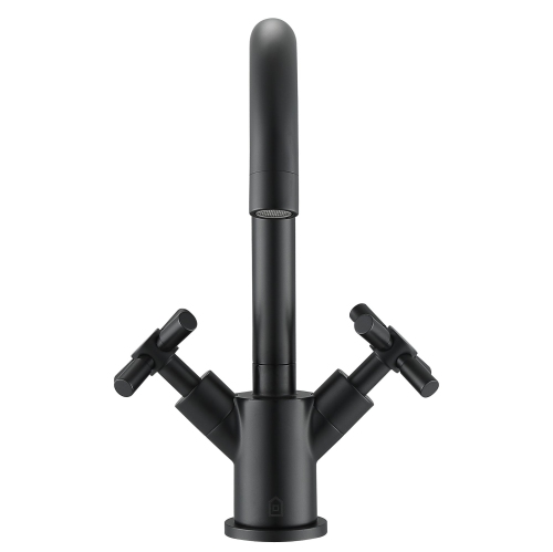 Ancona Prima Single Hole Double Cross Handle Bathroom Faucet in Matte Black