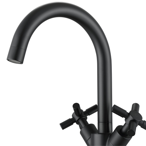 Ancona Prima Single Hole Double Cross Handle Bathroom Faucet in Matte Black