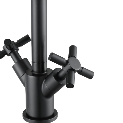 Ancona Prima Single Hole Double Cross Handle Bathroom Faucet in Matte Black
