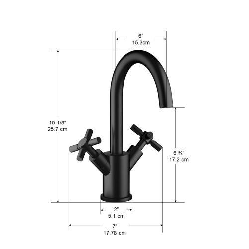 Ancona Prima Single Hole Double Cross Handle Bathroom Faucet in Matte Black