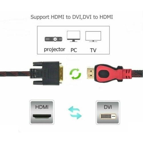 ISTAR HDMI to DVI Cable Bi-Directional Nylon Braid Support 1080P Full DVI-D Male to HDMI Male High Speed Adapter Cable Gold Plated for PS4, PS3 HDMI