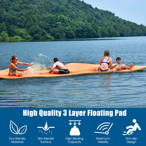 Gymax 12' x 6' Floating Water Pad Mat 3-Layer Foam Floating Island for Pool Lake