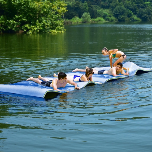 Gymax 12' x 6' Floating Water Pad Mat 3-Layer Foam Floating Island for Pool Lake