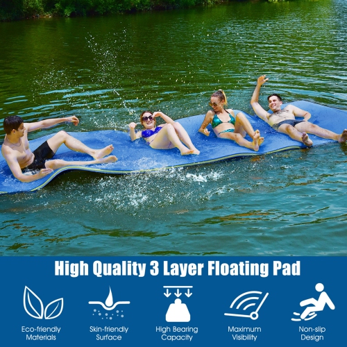 Gymax 12' x 6' Floating Water Pad Mat 3-Layer Foam Floating Island for Pool Lake