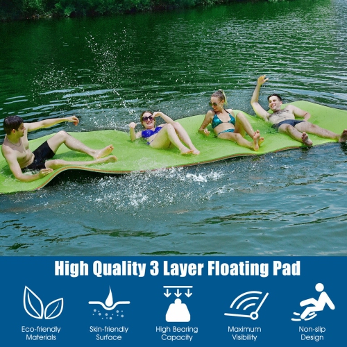 Gymax 12' x 6' Floating Water Pad Mat 3-Layer Foam Floating Island for Pool Lake