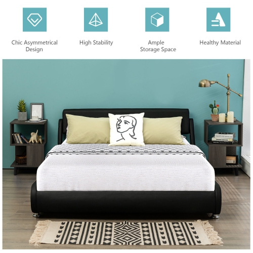 Gymax 2 PCS Nightstand Set Modern Side End Table Storage Shelf Grey