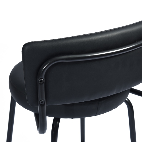 FurnitureR 2Pcs/Set Counter Height Stools Low Back Stools Soft Faux Leather Round Seat for Home Bar,Kitchen,Black