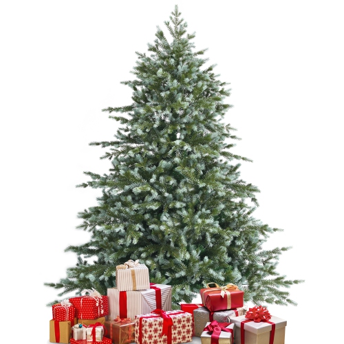 COSTWAY  6Ft Artificial Christmas Spruce Hinged Tree W/ 892 Mixed Pe & Pvc Tips