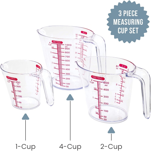 Chef Pomodoro – Ensemble de 3 tasses à mesurer, 1 L/500 ml/250 ml