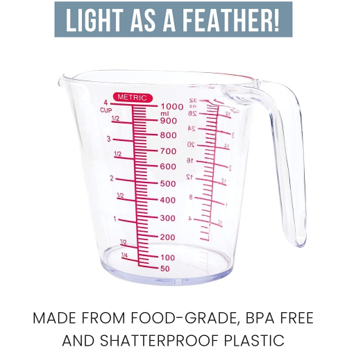 Chef Pomodoro – Ensemble de 3 tasses à mesurer, 1 L/500 ml/250 ml