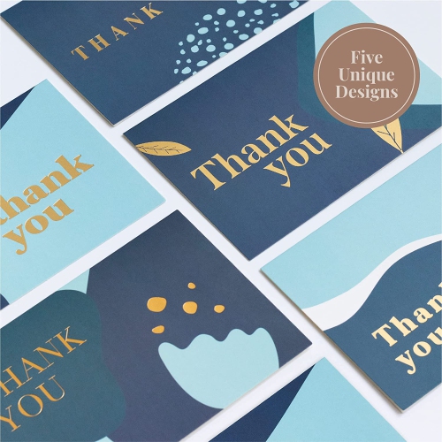 Rileys Thank You Cards with Matching Envelopes | 50-Count, Gold Foil