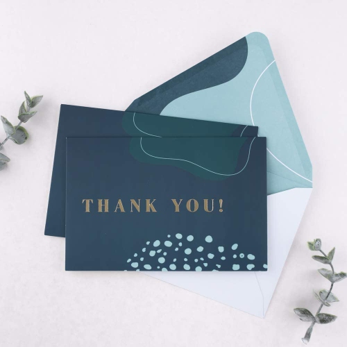 Rileys Thank You Cards with Matching Envelopes | 50-Count, Gold Foil